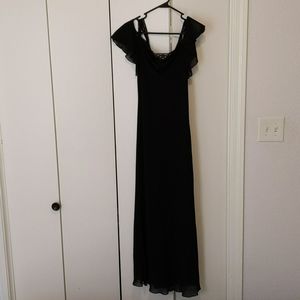 Long black party slim dress